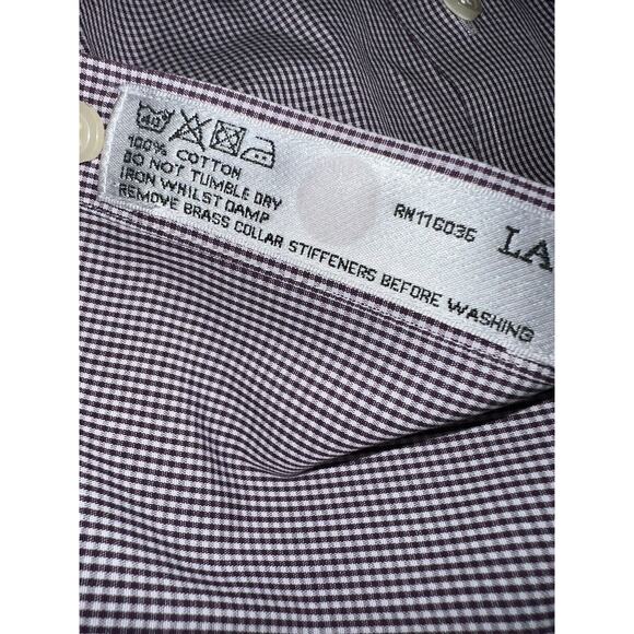 Charles Tyrwhitt Shirt Size 16.5/34 Burgundy Check Jermyn Street London Slim - Picture 8 of 16